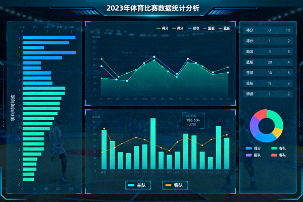 体育比赛数据统计图表与数据可视化分析界面